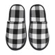 thumbnail image 1 of Balery White And Black Plaid Pantuflas de Casa de Felpa Silenciosas con Diseño Estampado, Zapatillas Cómodas Antideslizantes de Algodón para Interior-Medium, 1 of 8