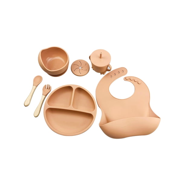 Platos Antideslizantes Silicona Ygjytge para Alimentación Bebés Naranja Rojo 197*197*30 mm