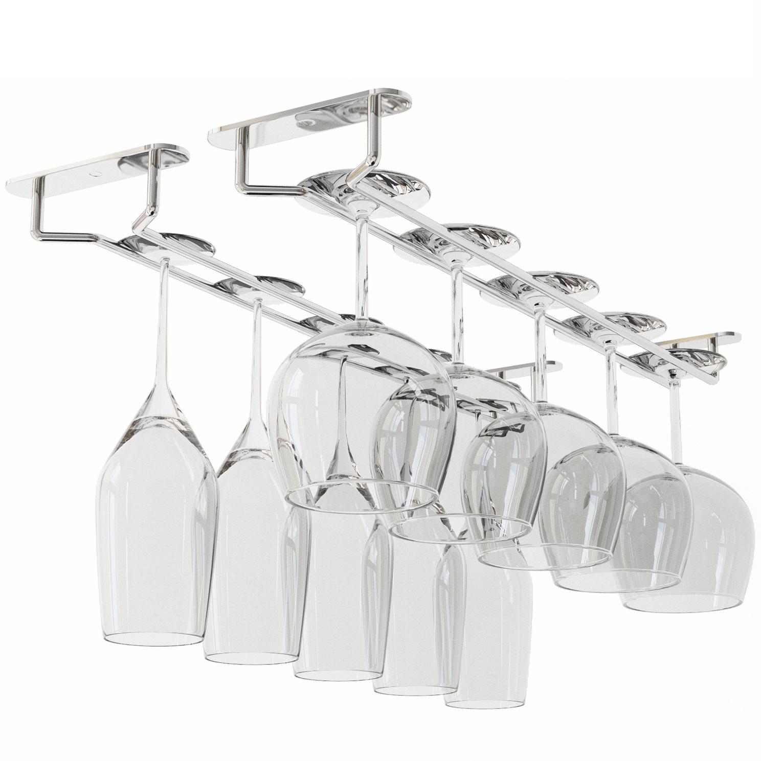 Wallniture Brix 17" Wine Glass Holder Under Stemware Glasses Rack Metal Hanger Kitchen