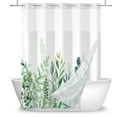 thumbnail image 2 of Mizhona Green Leaves Shower Curtains with Snap in Liner Plants No Hook Fabric Bathroom Curtain，71"× 86", 2 of 5