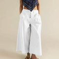 thumbnail image 4 of Endives Women's Baggy Jeans Flare Wide Leg Pants Denim Elastic Waist Button Pleated Culotte Jeans Casual Pants, 4 of 8