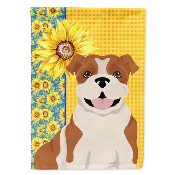 Summer Sunflowers Red English Bulldog Flag Canvas House Size