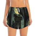 thumbnail image 2 of Balery MoonNight Sky Crow Pattern Women's Running Shorts with Liner 2 Pockets Elastic Workout Athletic Gym Yoga Shorts-Large, 2 of 7
