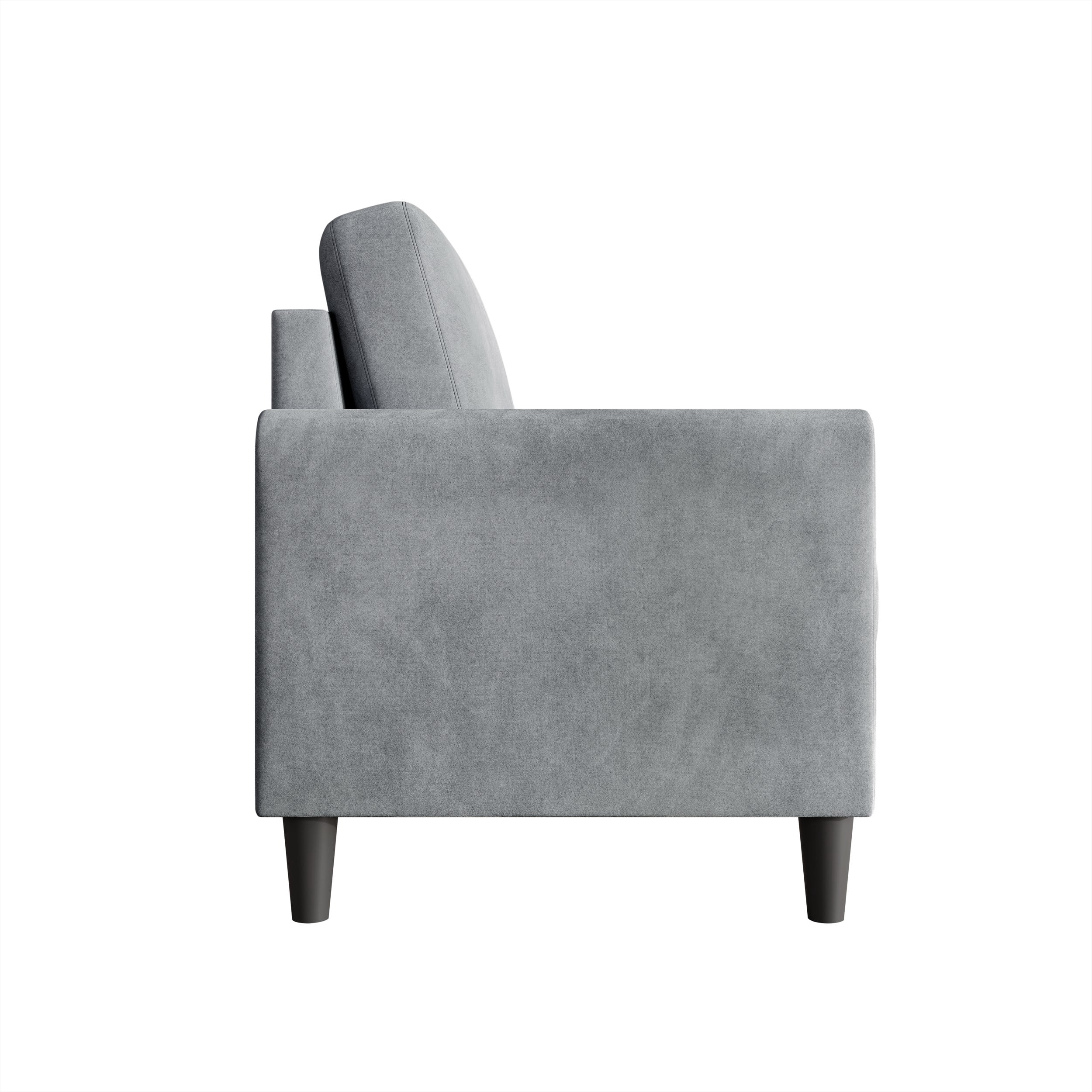 Home Design Goliad Velvet Arm Loveseat with Pocket Spring, Soft Cushions, Clean Lines Design, Gray