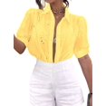 thumbnail image 2 of Gynyvoja Womens Summer Tops Cute Boho Blouses Beach Vacation Spring Outfits Eyelet Embroidered Clothes Yellow M, 2 of 7