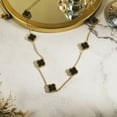 thumbnail image 2 of JeenMata Black Flower Station Necklace in Yellow Gold Plated, 2 of 7