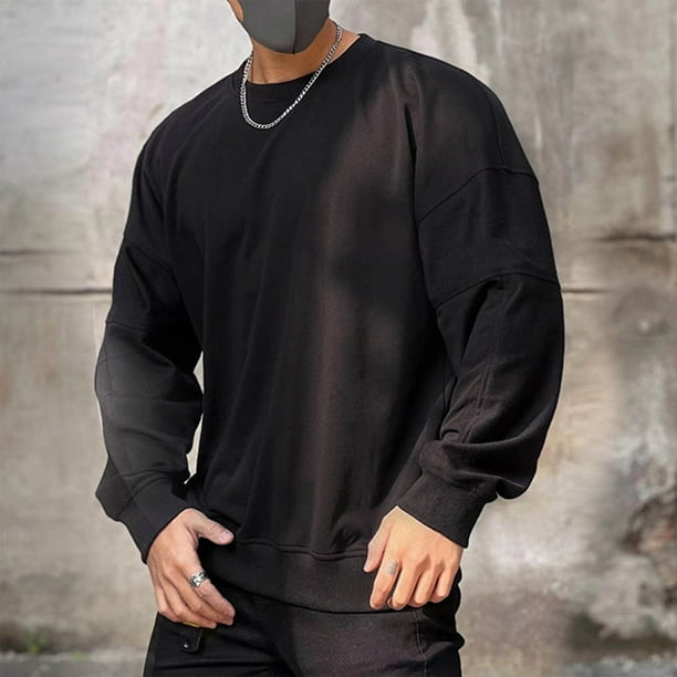 Blusas y camisas de manga larga con cuello redondo para hombre, sudaderas casuales, jersey de cuello redondo, sudadera de manga larga, blusa para hombre