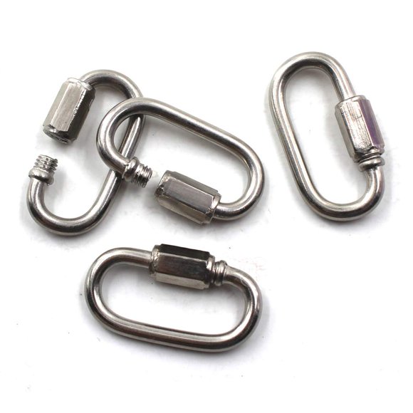 Flomore M8 Lock Conector de cadena de eslabones rápidos Mosquetón de bloqueo de tornillo de acero inoxidable 304 Paquete de 4