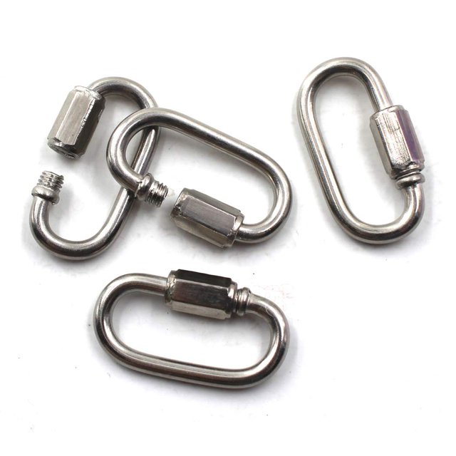 Flomore M8 Lock Conector de cadena de eslabones rápidos Mosquetón de bloqueo de tornillo de acero inoxidable 304 Paquete de 4