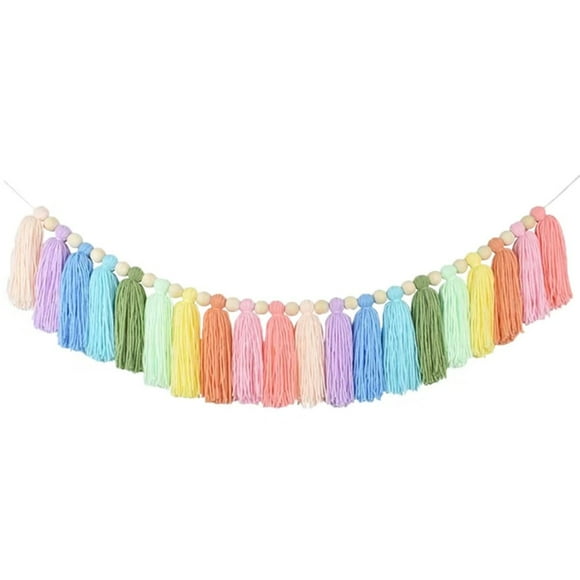 Jinsinto Guirlande Arc-en-Ciel 37 Pouces pour Décoration de Classe Guirlande Murale Bohème Colorée avec Perles en Bois pour Fête Anniversaire Garderie Maison (Arc-en-Ciel)