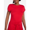 thumbnail image 3 of No Boundaries Rib Tee and Pants Sleep Set, 2-Piece, Women's XXS-3X, 3 of 4