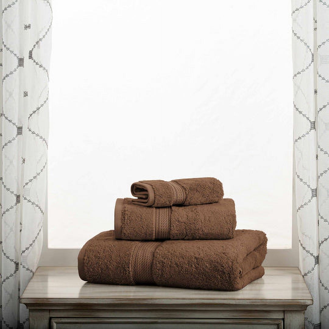Egyptian Cotton 900 GSM Hotel Quality 3-Piece Towel Set, 1 Face, 1 Hand, and 1 Bath Chocolate
