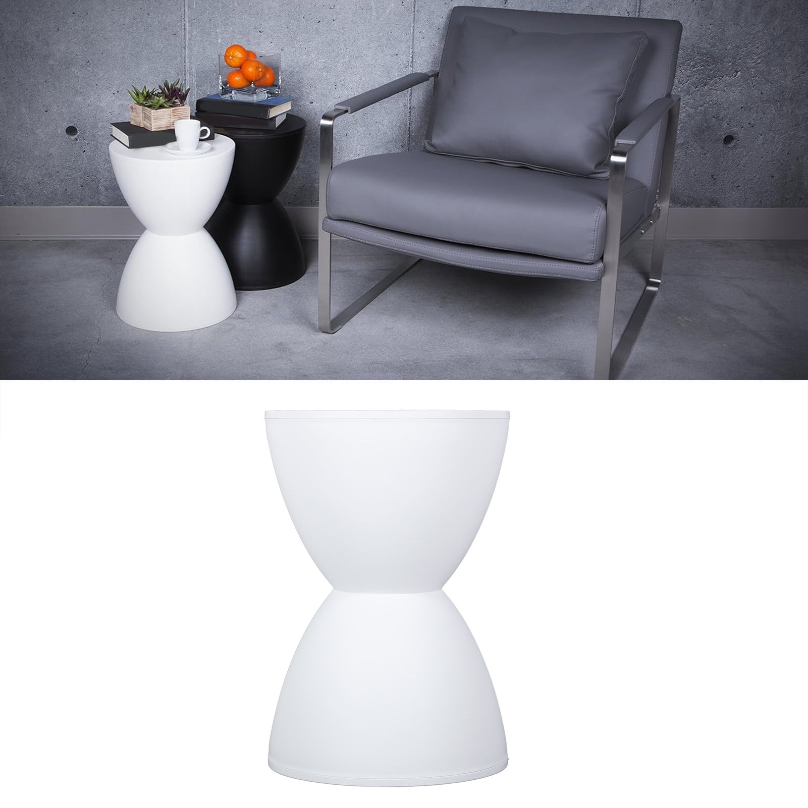 Small Plastic Black Drum Side Table Plastic Hourglass Modern End Table Round Outdoor Stool Side Table for Coffee Patio Indoor Home Bedroom Walmart