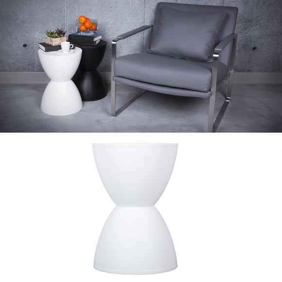 Small Plastic Black Drum Side Table Plastic Hourglass Modern End Table Round Outdoor Stool Side Table for Coffee Patio Indoor Home Bedroom
