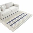 thumbnail image 4 of Beige Stripe Washable Area Rug 3'x5',Modern Abstract Art Navy Blue Striped Rustic Woven Cotton Tassels Kitchen Rugs,Non Slip Indoor Door Mat Throw Carpet for Entryway Living Room Nursery Laundry Room, 4 of 9
