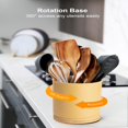 thumbnail image 3 of QUTETN 360° Rotating Utensil Holder  7.2” Large Utensil Crock  White Ceramic Cooking Utensil Organizer with Countertop-Protection Cork Bottom for Farmhouse Kitchen Decor Gift (Black), 3 of 7