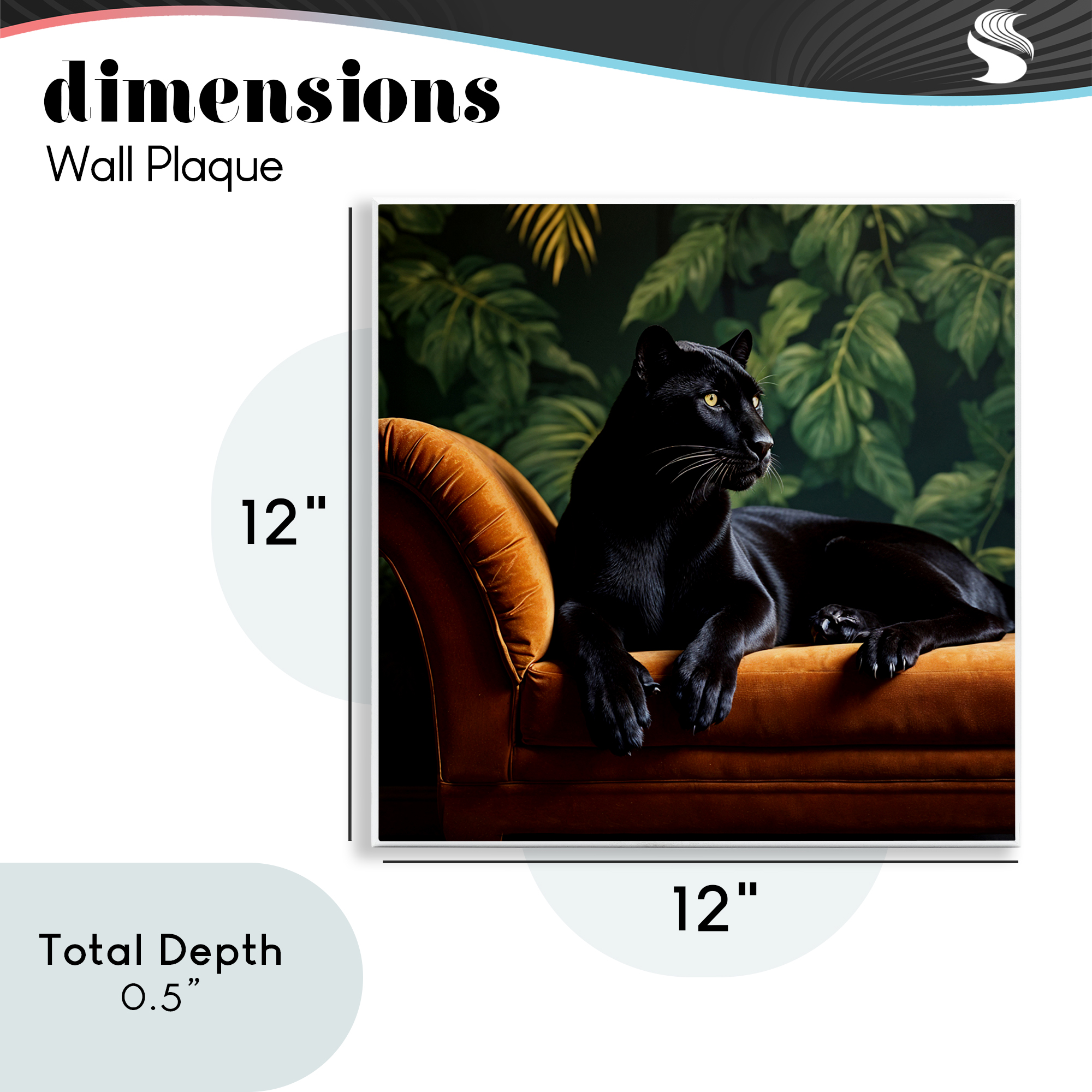Majestic Panther on Chaise Wall Plaque Art, design by Lettered and Lined