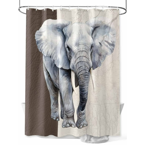 Fsddascl Vintage Elephant Shower Curtain Set - 66" x 72" Washable Bathtub Curtain with 12 Hooks, Modern Art Animal Watercolor Waterproof Fabric Stall Shower Curtains for Bathroom/Bathtub Décor