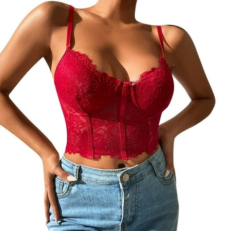 HYSYSB Sports Bras for Women balconette Bras for Women bras for Women seamless Bra womens Fashion Sexy Round Neck Wrapped Chest Solid Color Vest Tank Shirt Blouse bralettes for Women Wine S