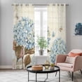 thumbnail image 6 of Kitchen Curtains 84 Inch Length 2 Panels, Blue Hydrangea Grommets Window Treatment Curtain, Spring Floral Leaves Butterfly Vintage Beige Thermal Curtains Drapes for Living Room/Bathroom, 6 of 9