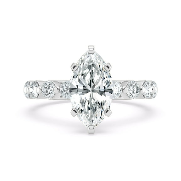 Kiva Jewel 1.99 Ct Marquise Cut Lab Created Diamond Ring - 14K White Gold Plated Ring - Elegant Solitaire Engagement Ring for Women's - Perfect for Proposals or as a Thoughtful Gift for Birthdays