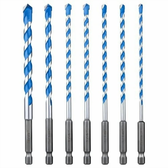 Concrete Drill Bit Set 7 Pcs, Masonry Drill Bit Set 5/32"-3/8", Shockproof Hex Shank Drill Bit Set, Industrial Carbide Drill Bits for Class/Brick/Plastic/Cement/Tile