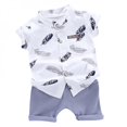 thumbnail image 1 of Summer Baby Boys Casual Short Sleeve Floral Fur Print T-shirt Tops+Shorts Costume Set White XL, 1 of 6