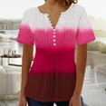 thumbnail image 2 of HAPIMO Women's Clearance Gradient Pullovers Summer Short Sleeve Tees Loose Tops Dressy Tunic Casual Workout Pleated Shirts Relaxed Trendy V Neck Button Blouses for Girls Pink XXL, 2 of 4
