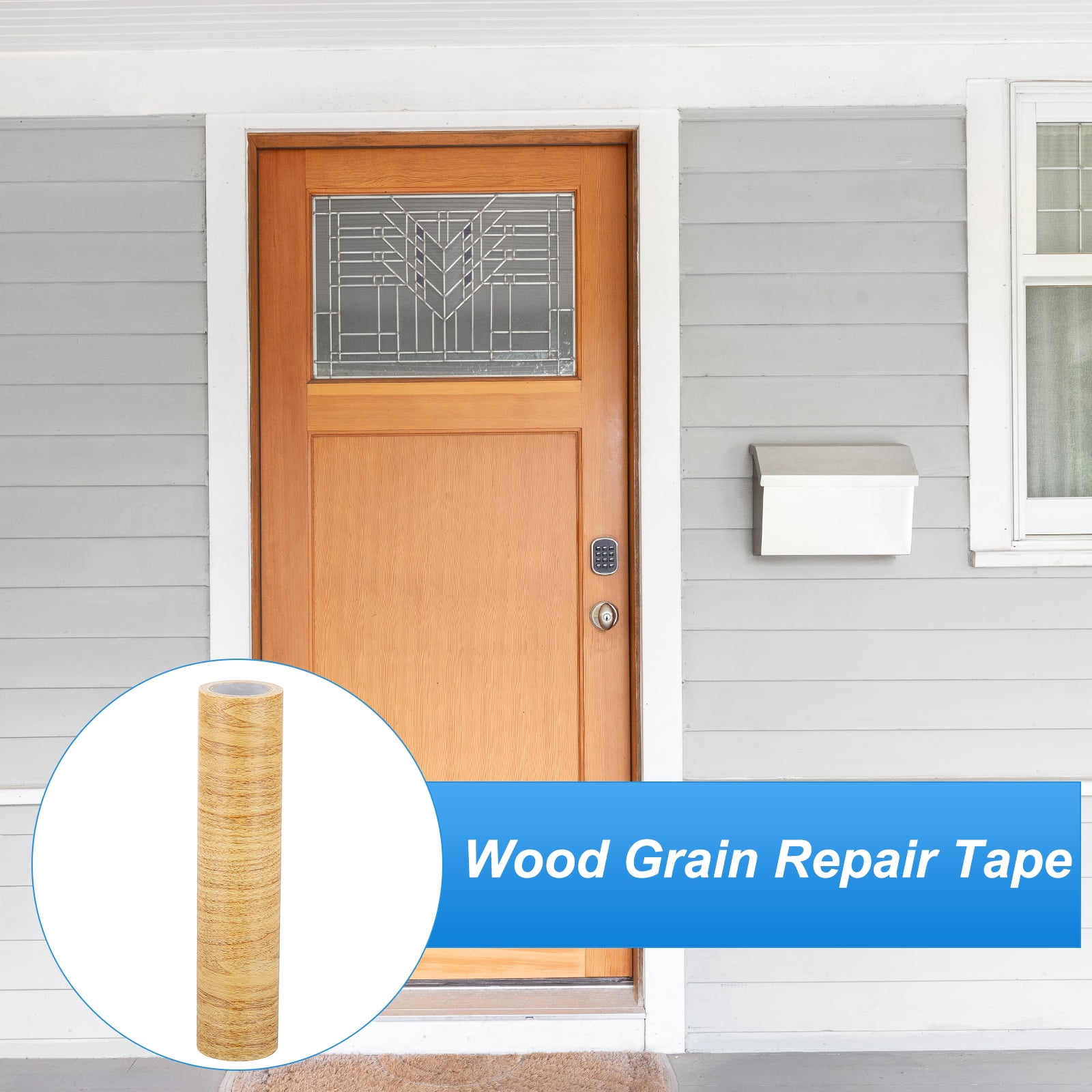 Uxcell Wood Grain Repair Tape 8" x 14.99' Self Adhesive Realistic Textured Repair Tape Patch with Scraper Natural Oak