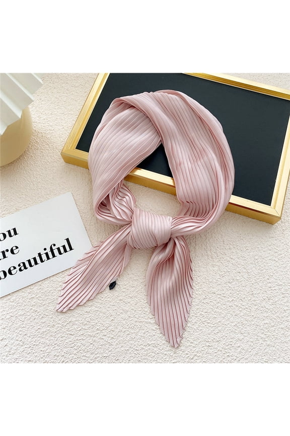 Scarf/Shawl for Women , Pleated Solid Color Small Scarf Female Plain Four Seasons Light Paragraph Silk Scarf Spring Scarf Decorative Scarf Neck On