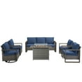 thumbnail image 2 of Unnifurnzi 6 Pieces Outdoor Furniture Set with Fire Pit Table-High Back Outdoor Swivel Chairs Set of 2 with Outdoor Sofa Outdoor Furniture for Garden Backyard Balcony Poolside-Gray/Blue, 2 of 7