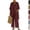 09# Deep Red, variant on 3 Piece Travel Outfits For Women Long Cardigan Airport Summer Tops Matching Wide Leg Pants Set Casual Lounge Sets,Black,XL