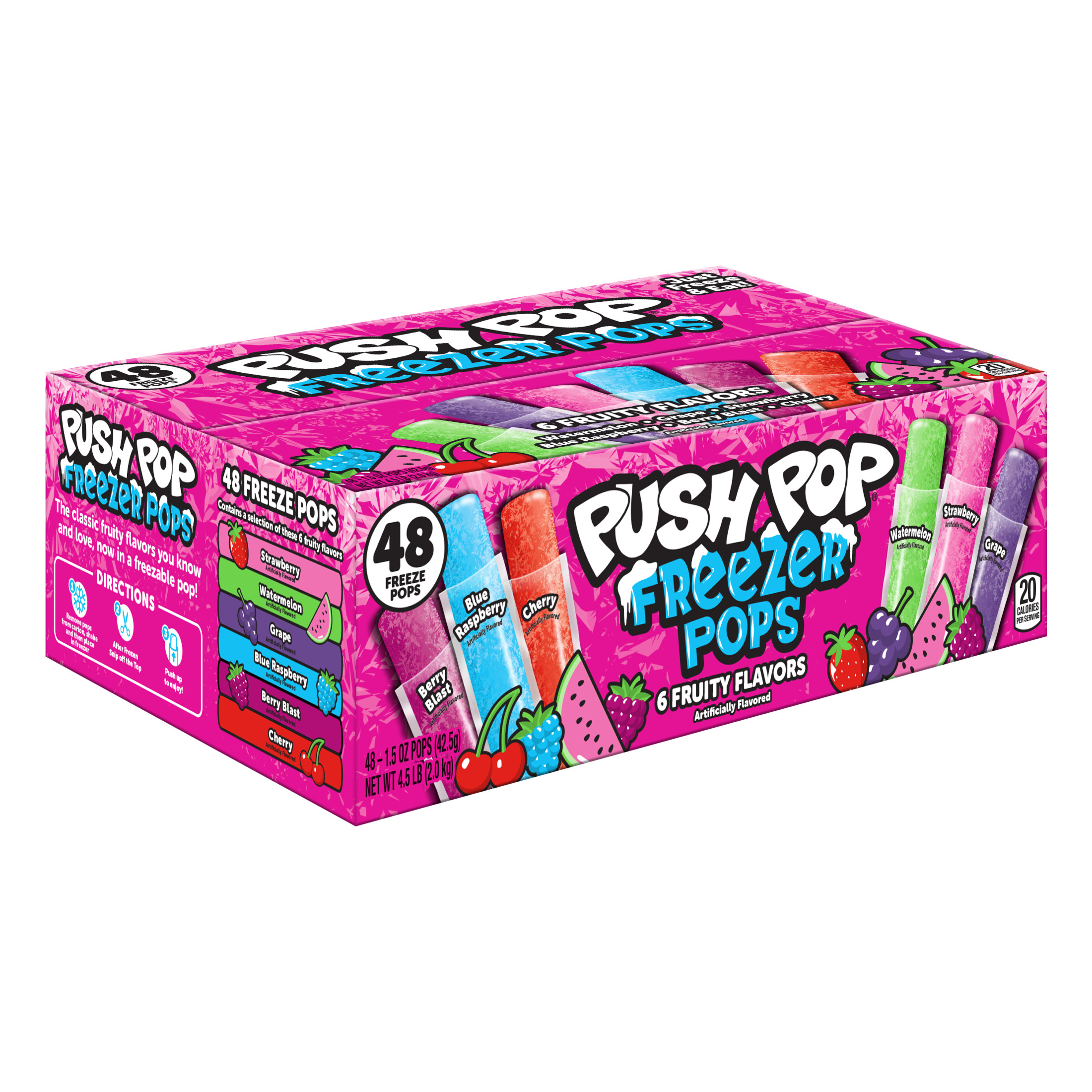 Push Pop Ice Pops, 6 Fruity Flavors, 48 Count Box