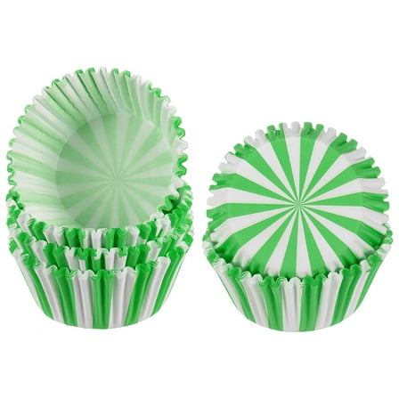 Uxcell 100-Pack Standard Cupcake Liners for Baking, Greaseproof Cupcake Wrappers for Wedding/Birthday/Party/Christmas[Green/White]