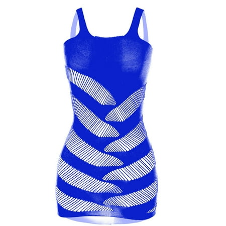 kakina CMSX Clearance Womens Lingerie Fishnet Seamless Mesh Netting Chemise Hollow Out Perspective Babydoll Dress Sleepwear Nightwear Nightdress Blue  Free Size