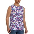 thumbnail image 2 of Bixox Men's blue flower Skull colorful Printed Shirt Sleeveless Fitness Tank Top-3X-Large, 2 of 5