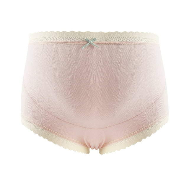 Ladies Comfortable Prenatal Solid Color Large Size Short High Waist Lace Abdominal Maternity Panties Underwear