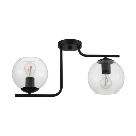 204338A-Eglo Lighting-Marojales - 2-Light Semi Flush - Black Finish - Clear Glass Shade