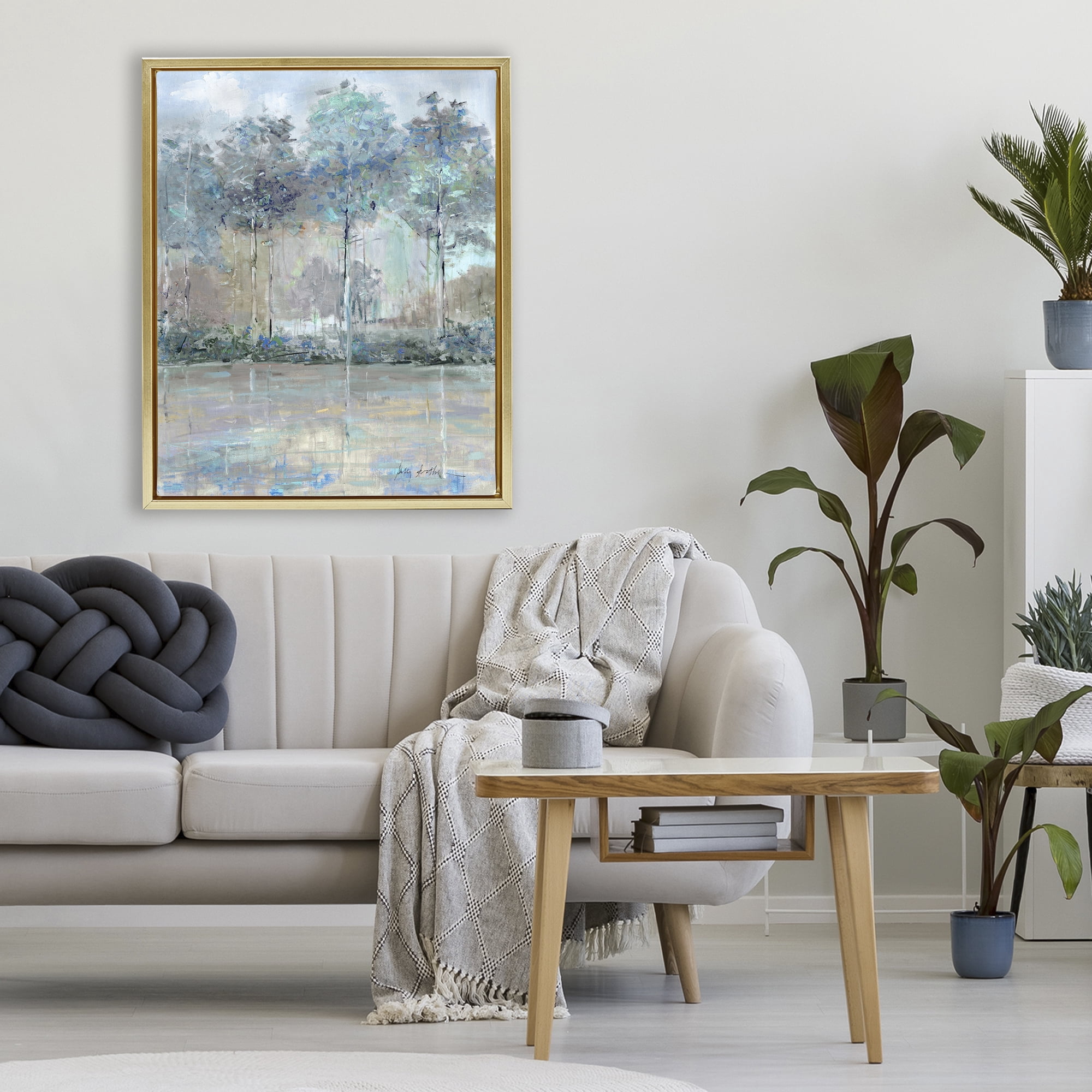 Stupell Industries Subdued Expression of Trees Gold Framed Floater Canvas Wall Art, design by Sally Swatland