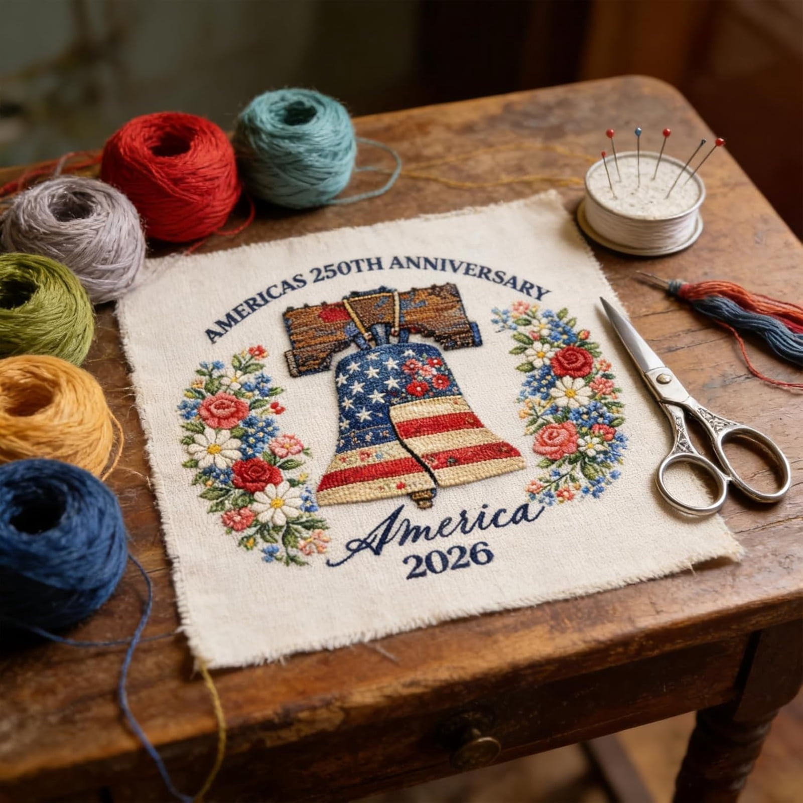 Cross Stitch Kit, 250Th Anniversary Of American Independence Day, Full Kit For Beginners Adults