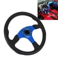 thumbnail image 1 of Car Steering Wheel, 14in Universal Racing Steering Wheel PU Leather Aluminum, 6 Bolts Universal Steering Wheel with Horn Button for Car for 6 Holes Hub Adapter, Easy Installation, 1 of 7