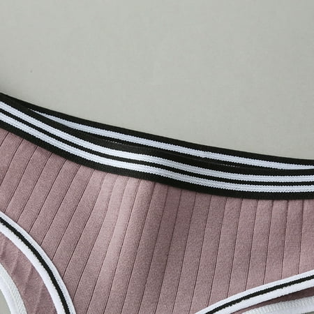 

NECHOLOGY Womens Striped Belt Low Waist Through Waist Bikini Brief Underwear Thong Womens Boy Shorts Underwear Cotton Pack Underpants Purple Medium