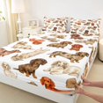thumbnail image 4 of Homewish Funny Dachshund Queen Sheets,Cartoon Pet Dog Queen Sheet Sets,White,4-Piece,1 Flat Sheet, 1 Fitted Sheet and 2 Pillowcases, 4 of 6