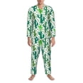 thumbnail image 3 of Honeii Cactus 1 Pattern Mens Pajamas Set,2pcs Men's Lounge Long Sleeve Sleep Shirt and Pajama Bottoms Sleepwear Set,Mens Pjs Sets-XX-Large, 3 of 7