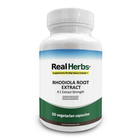 Real Herbs Rhodiola Rosea Extract - Derived from 2,800mg of Rodiola Rosea Root with 4:1 Pure Extract Strength - Essential Supplement to to promote physical/cognitive vitality - 50 Vegetarian