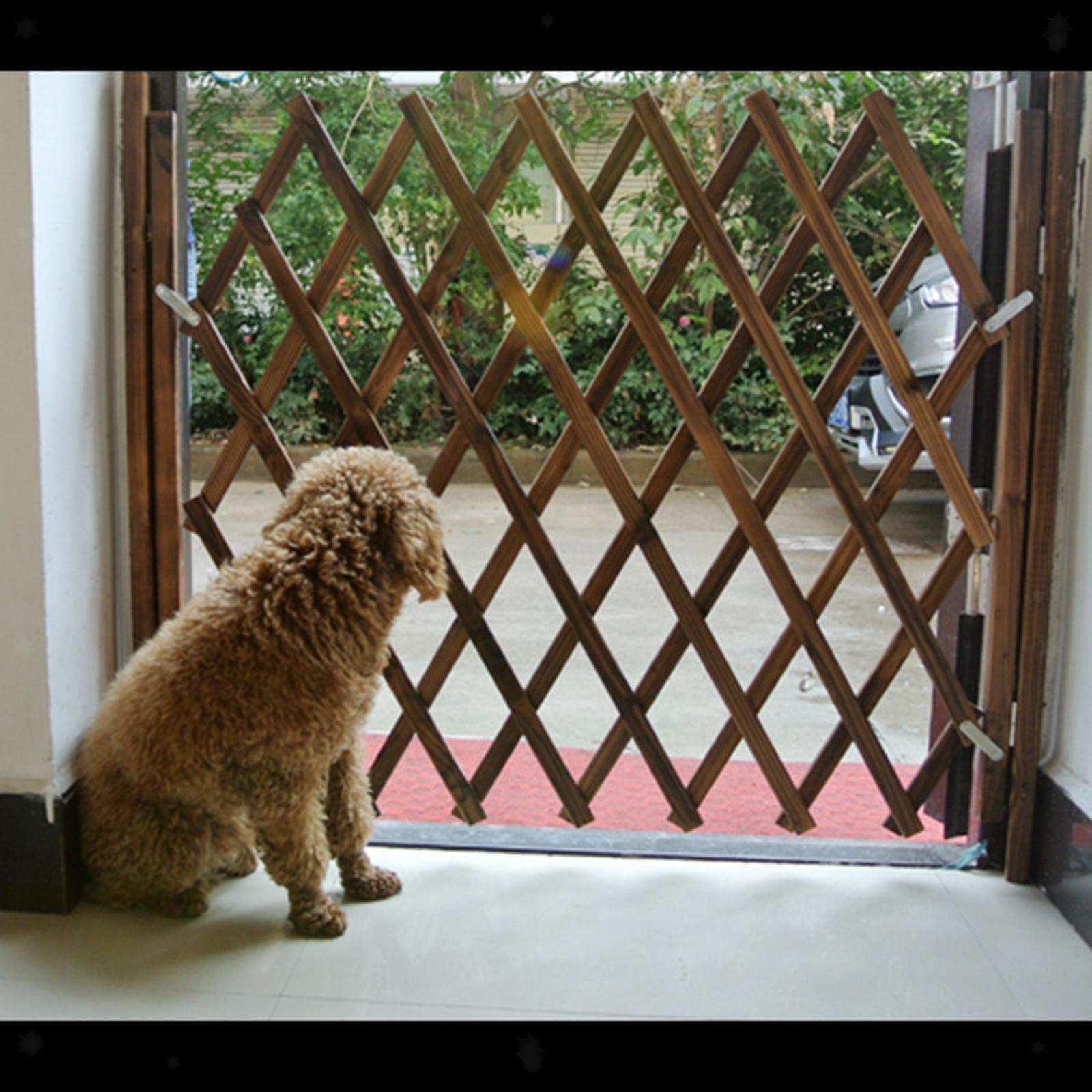 Wooden Expandable Accordion Dog Gate Isolation Fence Sliding Door Retractable
