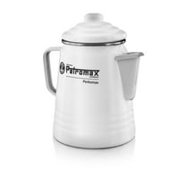 Petromax Tea and Coffee Percolator, Use Indoor/Outdoors for Home Kitchen or Campfire, Enameled Steel Coffee and Tea Pot Brews to your Taste, 5-6 Cup Capacity, White