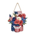 thumbnail image 2 of Patriotic Wooden Hanging Sign Flag Wood With Rope For 4th Of July Front Porch Home Deco, 2 of 6