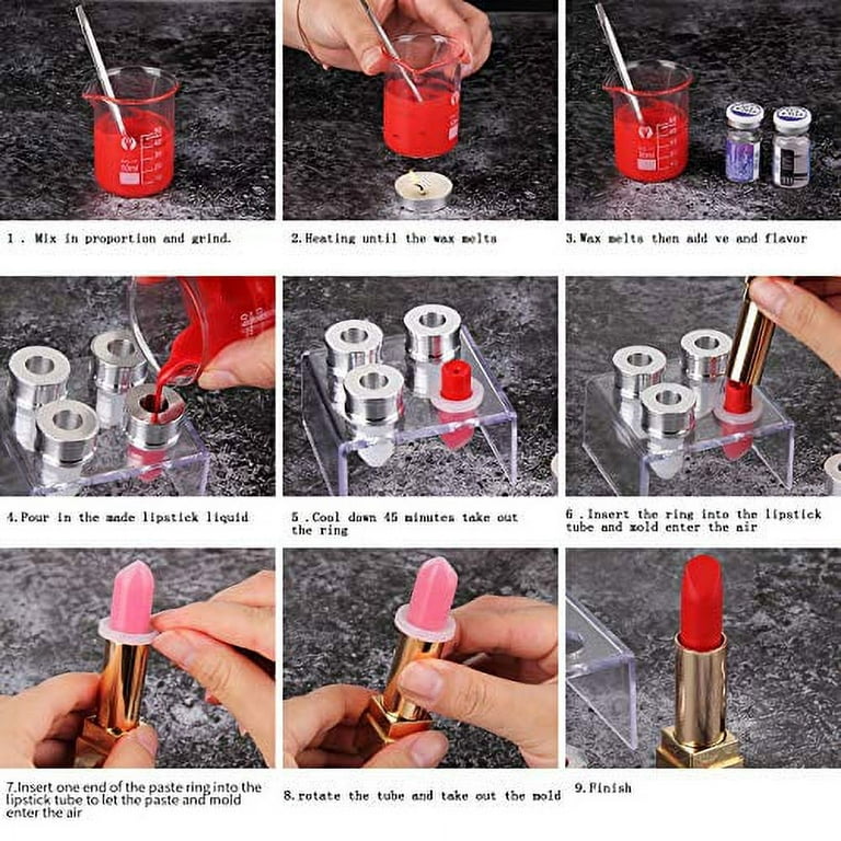 Lamoutor Diy Lipstick Mold with Lipstick Stripper 4 Holes Silicone