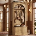 thumbnail image 4 of Fnova 4-in-1 Hall Tree and Shoe Cabinet, Coat Rack with Storage Bench, Coat Hanger and Adjustable Shelves, 70.87" Farmhouse Organizer, Brown, 4 of 9